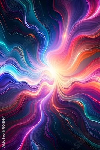 Luminous nebula fractal burst abstract background. Abstract neon blackhole space nebular background