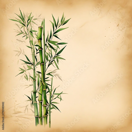 bamboo in parchment paper background