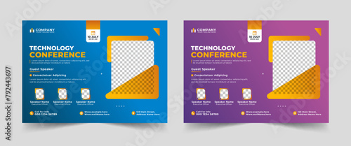 Corporate business conference flyer template or online webinar event conference social media banner layout. Business conference flyer template design vector