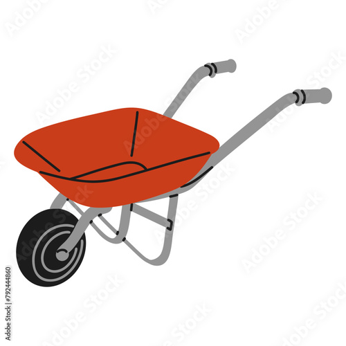 Garden wheelbarrow icon.Garden cart in cartoon style. 