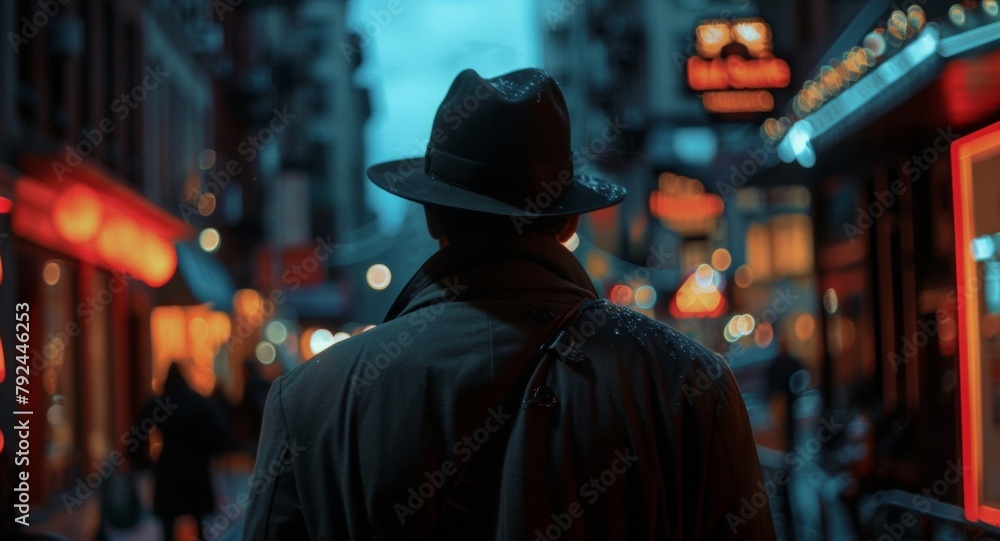 Walking through a bustling city street a figure in a fedora navigates their way through the shadows and neon lights. The glint of a gun tucked into their waistband hints at the dangerous .
