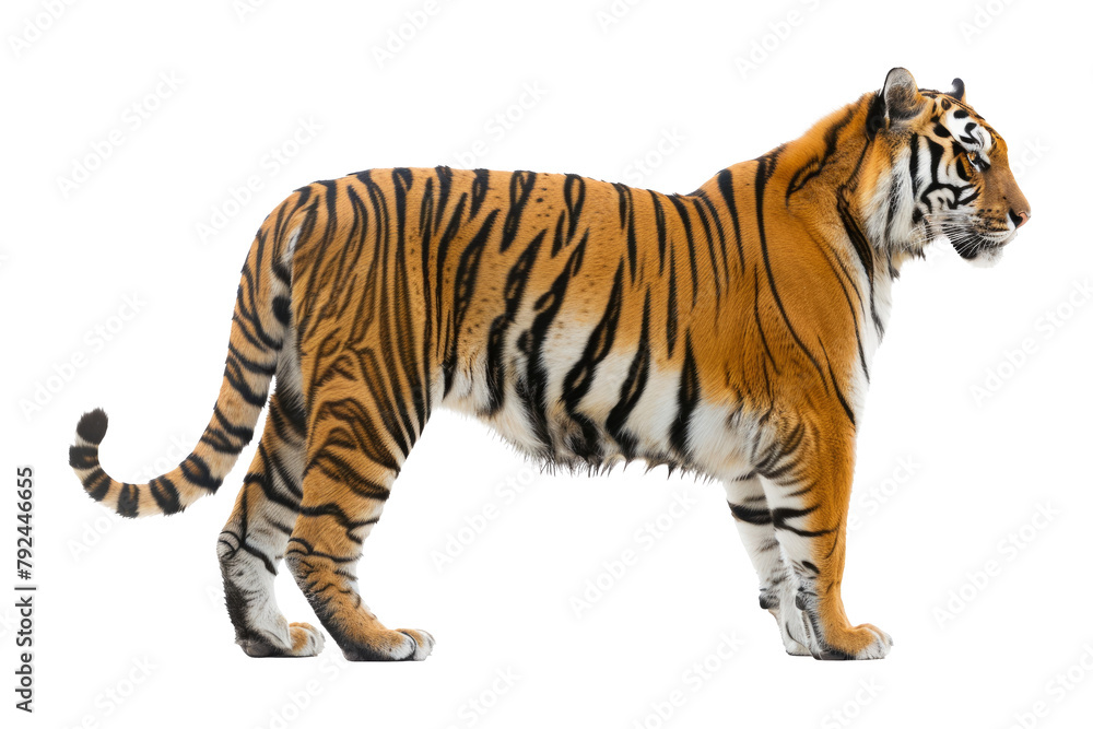 Big tiger jumping isolated on white