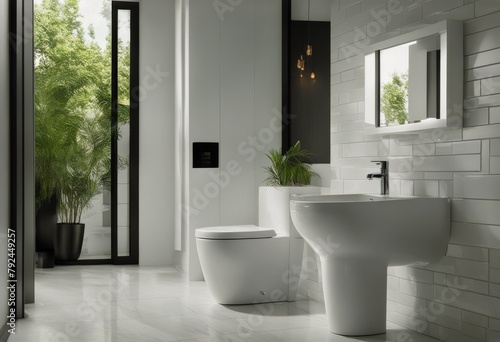 modern bathroom interior flush toilet white