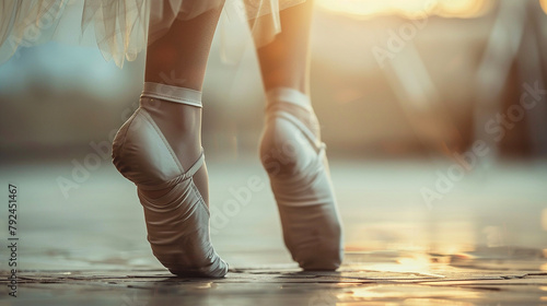 A close-up of a dancer's feet in motion, capturing the grace and elegance of their movements.