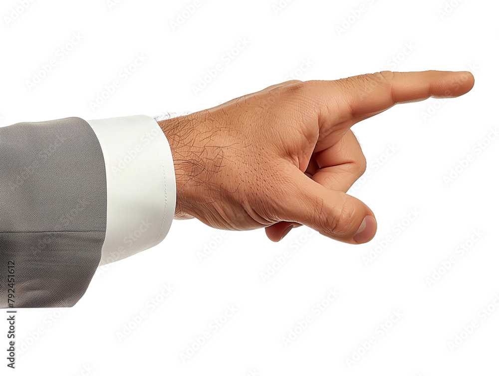 Obraz premium a businessman hand point to something isolated on transparent background