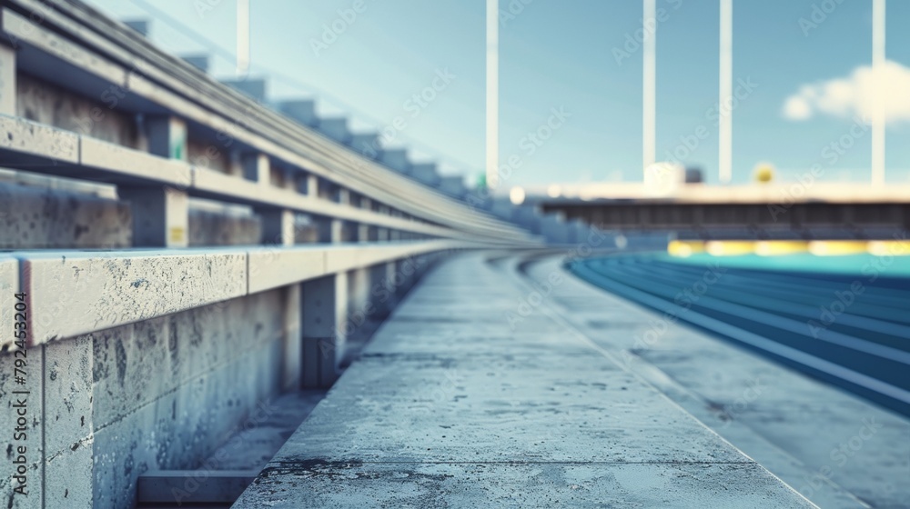 Blank mockup of a stadium ad for a fitness equipment brand emphasizing the benefits of a healthy lifestyle and the importance of staying active. .