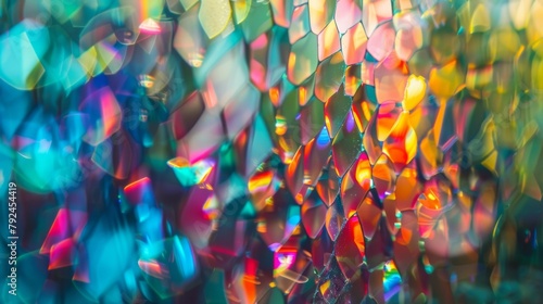 Deeply defocused the fragmented reflections of shifting colors seem to defy order and create a dazzling disorienting scene that pulls the viewer into the everevolving world of prismatic . photo