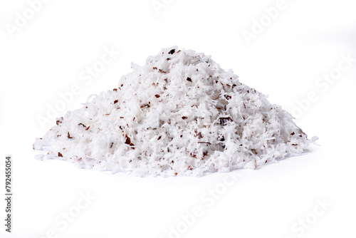 Coconut shredded isolated on white background.