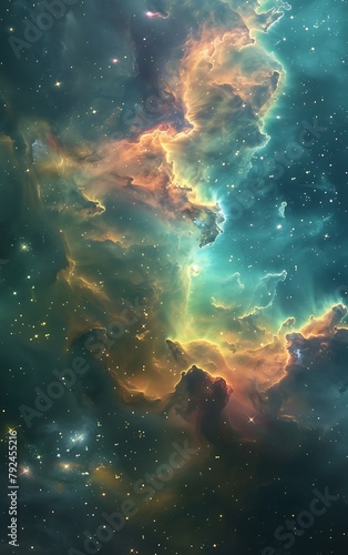 Abstract space background with nebula and stars. Colorful galaxy.