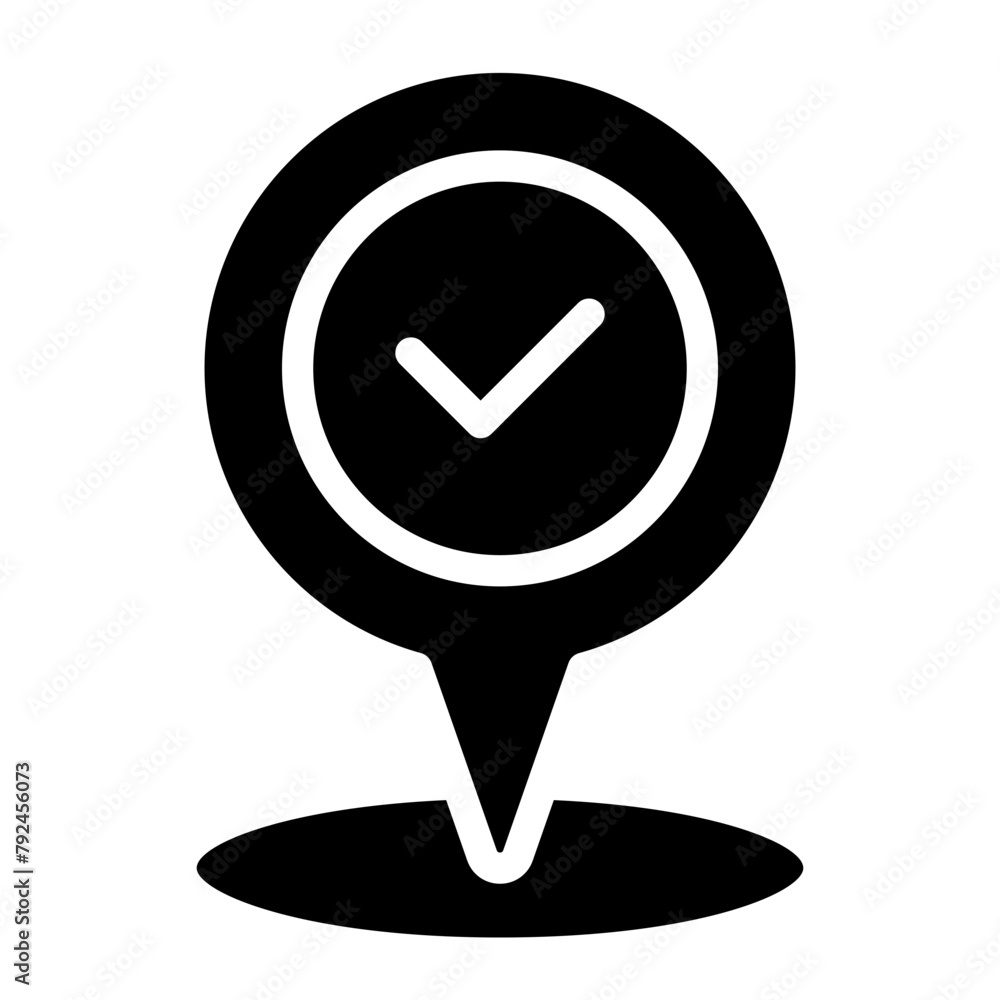 pin location with checkmark icon pin location with checkmark icon
