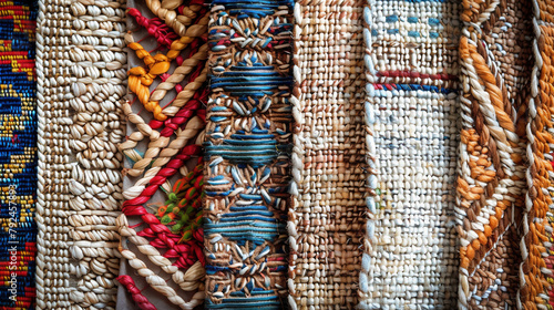 Stacks of Vivid Color Traditional Woven Textiles, South America