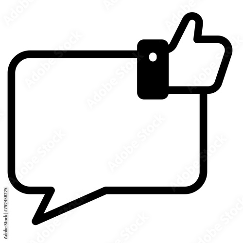 Likes with comment icon. Bubble speech talk with thumb up icon. Testimonials and customer relationship management concept.
