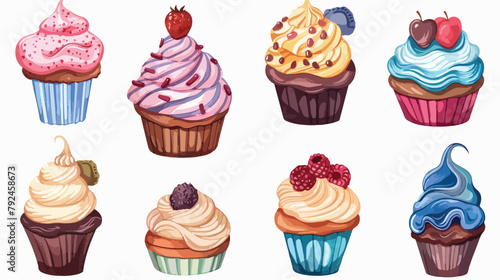 Decorated Cupcake. Sweet icon. vector graphic Hand dr