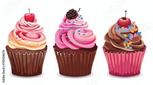 Decorated Cupcake. Sweet icon. vector graphic Hand dr