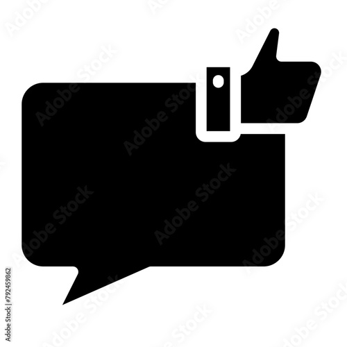 Likes with comment icon. Bubble speech talk with thumb up icon. Testimonials and customer relationship management concept.