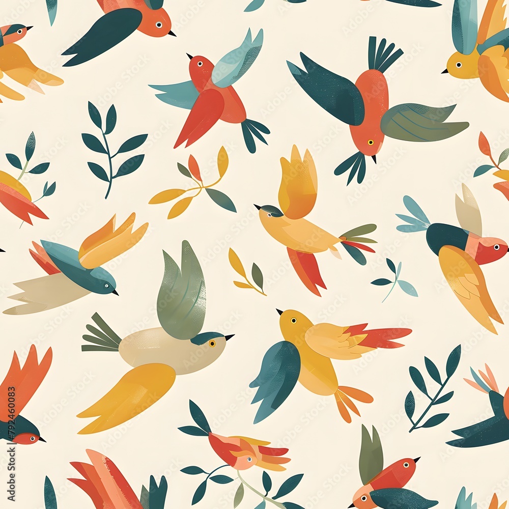 seamless pattern with colorful pastel birds seamless pattern with colorful pastel birds