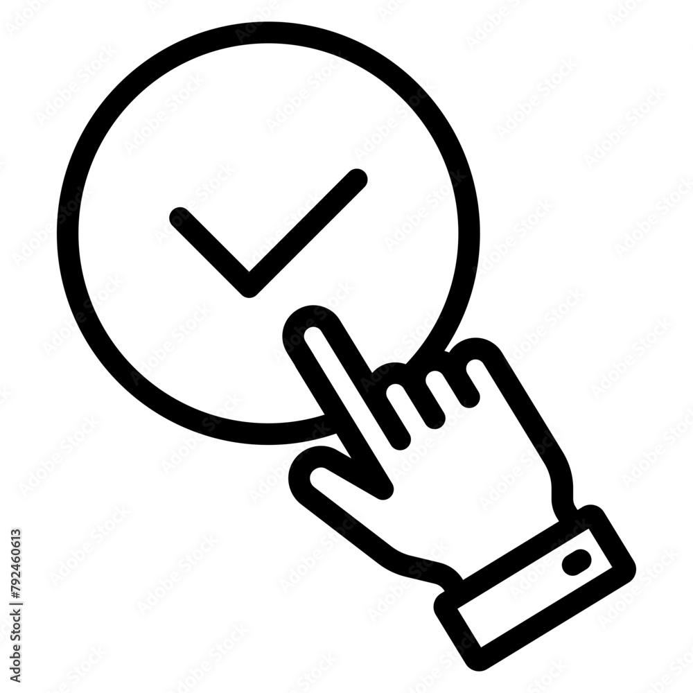 Mouse cursor clicking checkmark icon Mouse cursor clicking checkmark icon