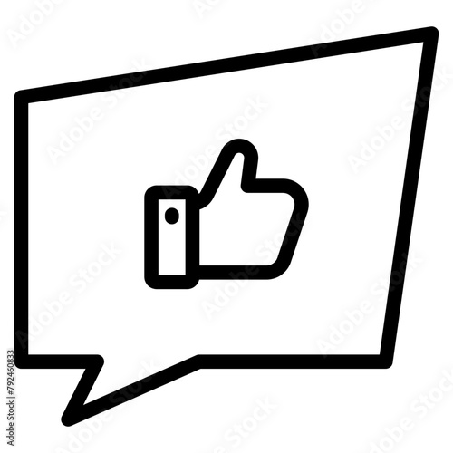 Likes with comment icon. Bubble speech talk with thumb up icon. Testimonials and customer relationship management concept.