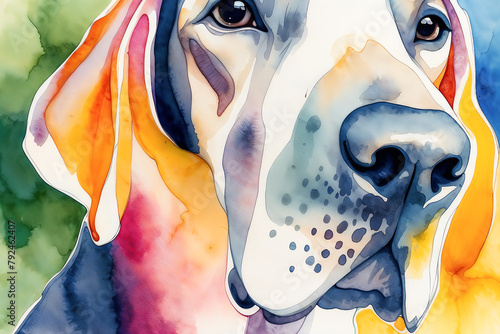 Great Dane Abstract Isolated Watercolor Pet Portrait with copy space