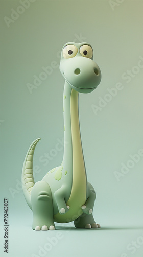 Brachiosaurus - A herbivorous dinosaur with a very long neck that can be designed as a gentle and friendly giant character. 3D render 