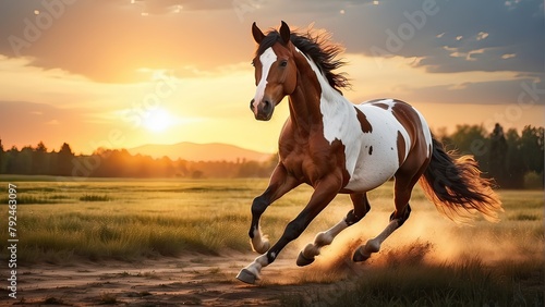 Horses are amazing animals because of their ability to run, jump, walk, and sleep. gorgeous sunset and a dynamic picture of a horse charging across a sandy shore A horse running in a field 