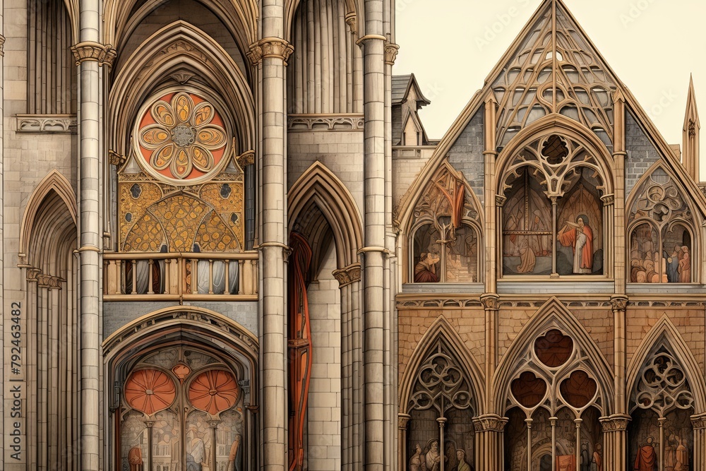 Gothic Architecture Manuscript Masterpieces: Medieval Social Media Illustrations