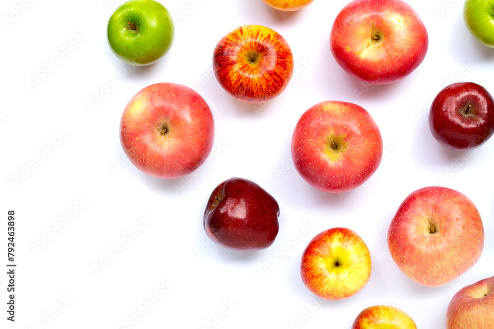 Variety of fresh apples on white background. Variety of fresh apples on white background.