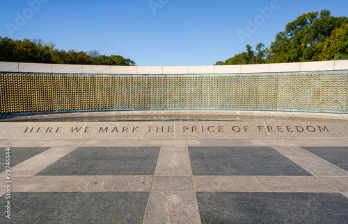 World War II Memorial at the National Mall, dedicated to Americans who served in the armed forces and as civilians during World War II, Washington D.C. photo