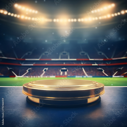  photo 3d render luxury podium stage with football ground stadium background product presentation  © Emongrapic