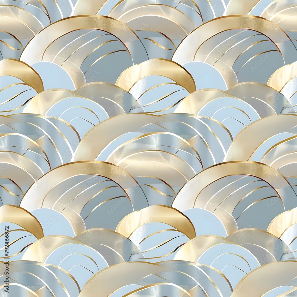Obraz premium seamless pattern with gold foil ocean waves