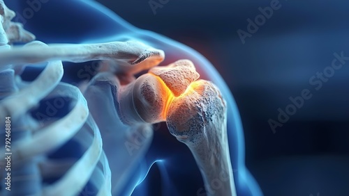 Chronic shoulder pain from rotator cuff injury causing inflammation and discomfort. Concept Rotator Cuff Injury, Shoulder Pain, Inflammation Management, Chronic Pain, Treatment Options