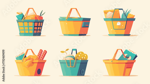 Shopping cart basket icon 2d flat cartoon vactor il