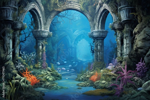 Underwater Oasis Coral Reef Aquarium Backdrops - Tranquil Scene Setters photo