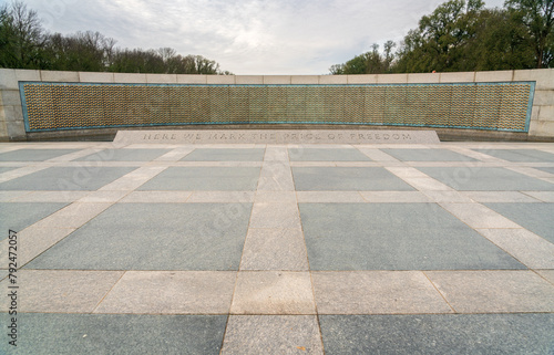 World War II Memorial at the National Mall, dedicated to Americans who served in the armed forces and as civilians during World War II, Washington D.C. photo