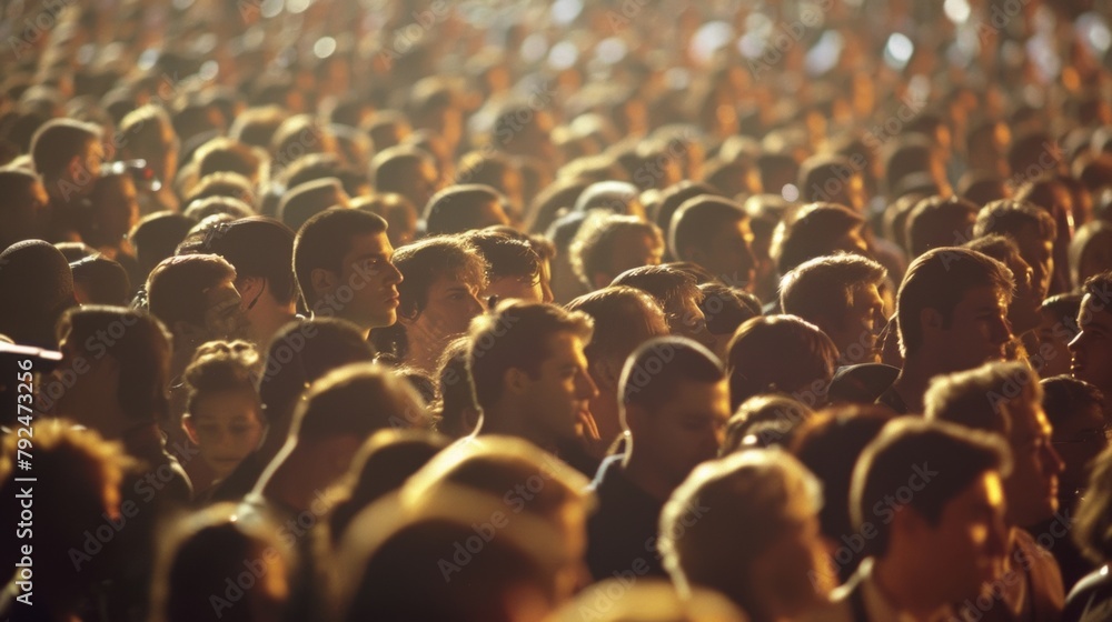 Obraz premium In the midst of a crowded concert a security team is utilizing their training to spot any potential threats in the enthusiastic crowd. .