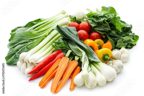 Mixed vegetables Shabu white background - generative ai