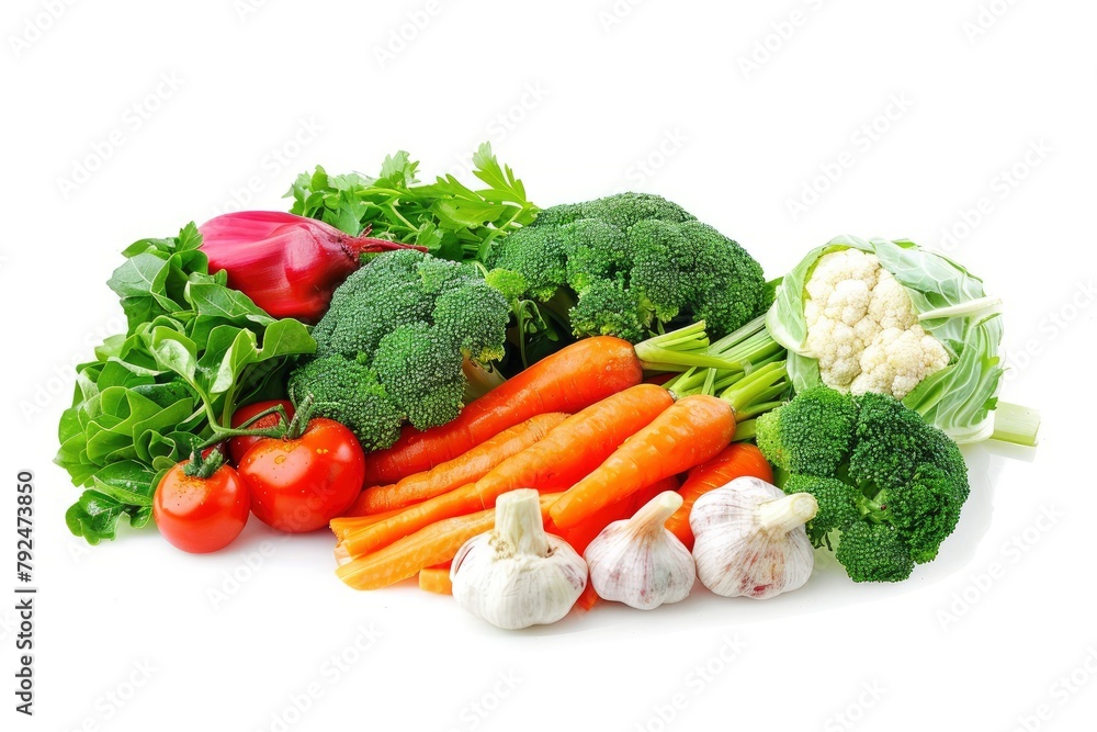 Mixed vegetables Shabu white background - generative ai Mixed vegetables Shabu white background - generative ai