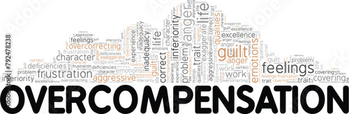 Overcompensation word cloud conceptual design isolated on white background.