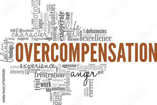 Overcompensation word cloud conceptual design isolated on white background.