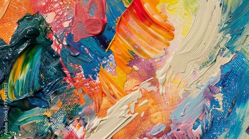 This is a detailed and vibrant abstract painting done with highly-textured oil paint. It has a