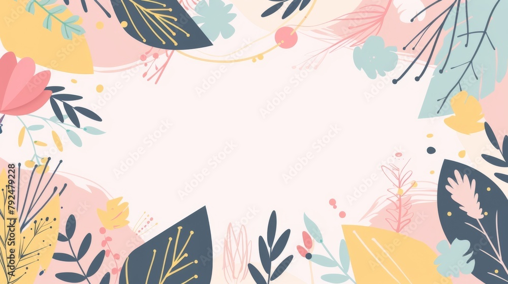 Abstract flat vector illustration of floral background with space for text