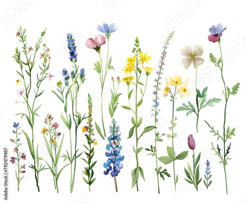 set of delicate watercolor wildflowers © Sagar