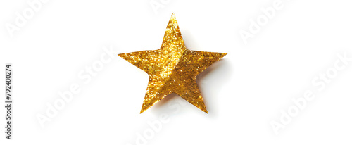  Golden glitter star isolated Golden Christmas Star isolated on white Background clipping path.