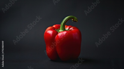 The concept of black minimalism is expressed through the image of a red bell pepper on a black photo