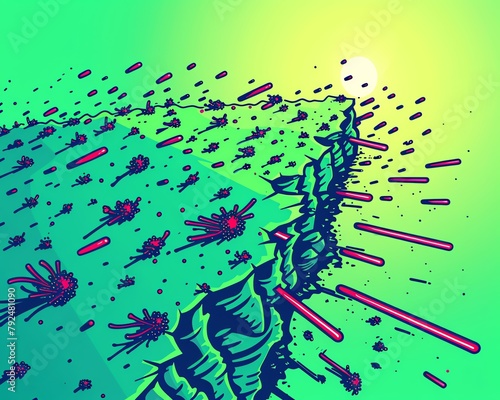 A swarm of sugarfueled bacteria, wielding microscopic laser cannons, blasted holes in a row of teeth, leaving a battlefield of blackened craters photo