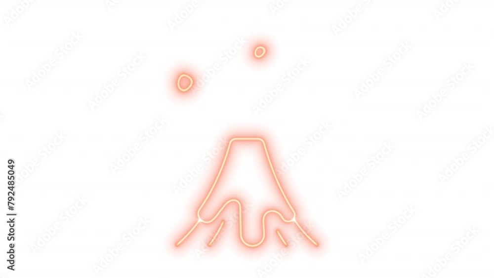 Volcano Icon Animation Volcano eruption neon animation. Natural explosion animated icon glow ...