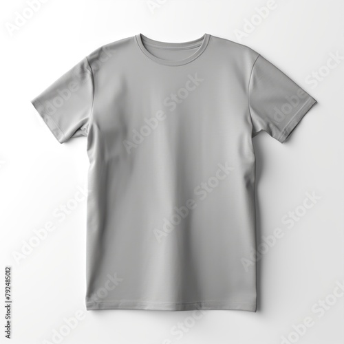 Light gray T-shirt isolated on white background. Mockup for placing your design.