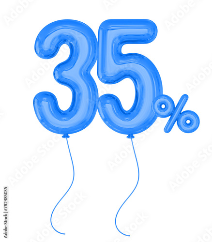 35 Percent Off Sale Blue Balloon 3D