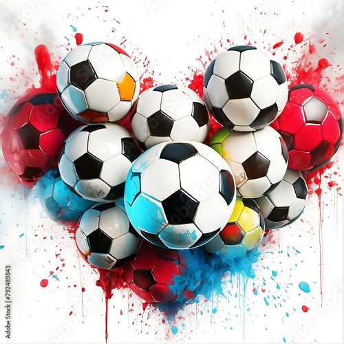 soccer balls forming a heart, I love soccer concept