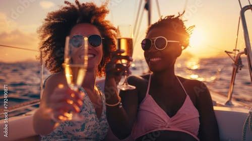 Friends Toasting on a Yacht photo
